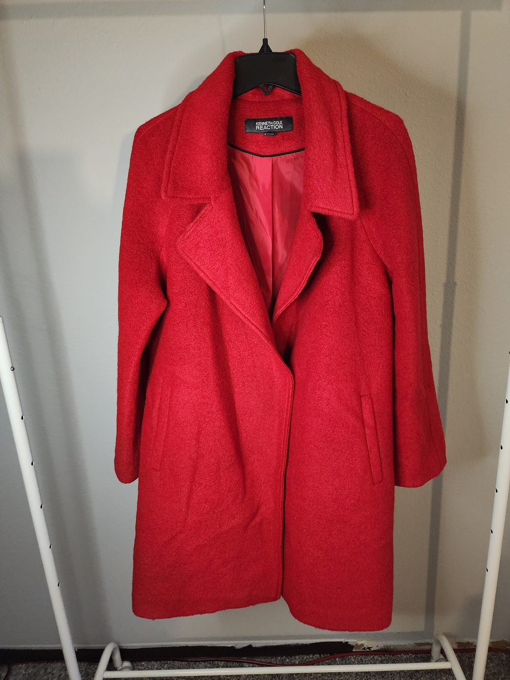 Kenneth Cole Reaction Bright Red Wool-Blend Pea Coat